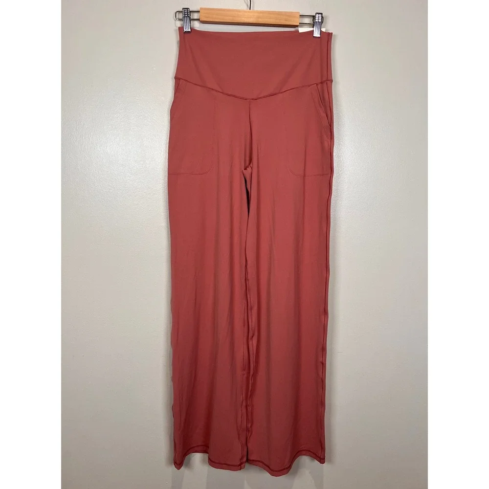 NWT Aerie OFFLINE Real Me Xtra Wide Leg Pants High Rise L Long Rose Pink Active